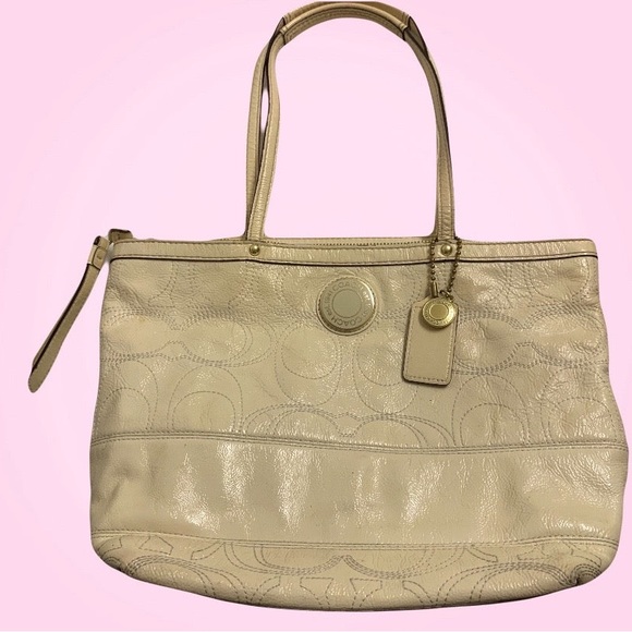 Coach Handbags - Beige Coach Monogram Bag